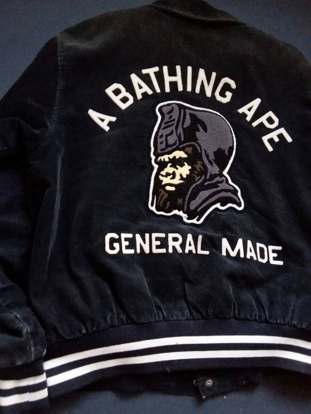 Vintage 90's Bape Football Varsity Corduroy School Jacket by A Bathing Ape Japan - Picture 8 of 13